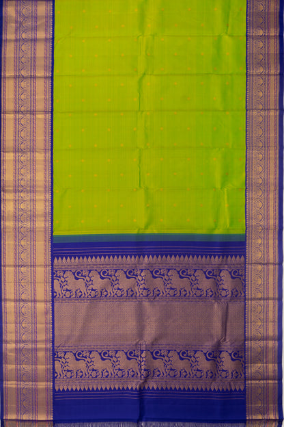 Kanchipuram Silk Butta Parrot Green Saree