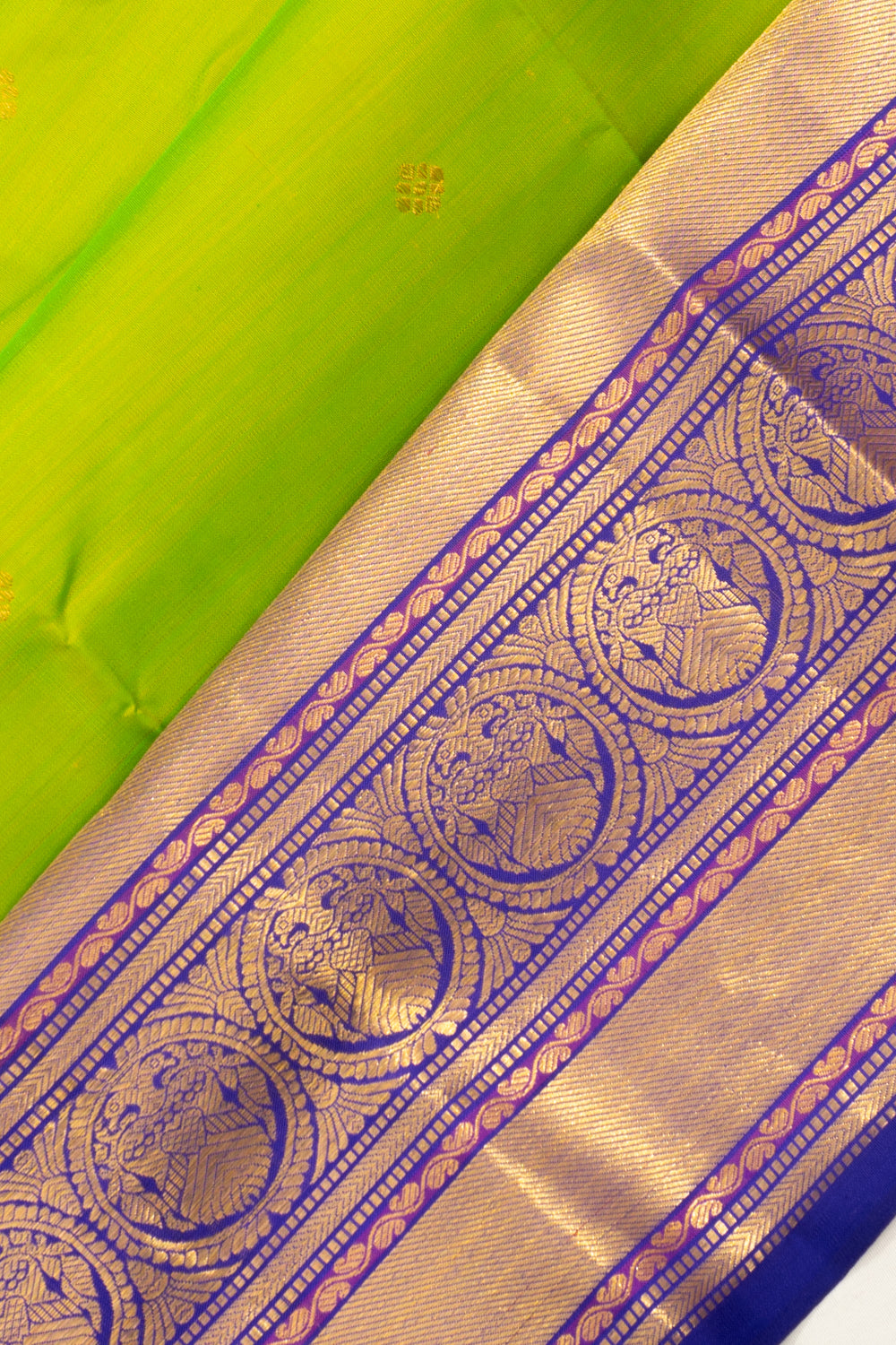 Kanchipuram Silk Butta Parrot Green Saree