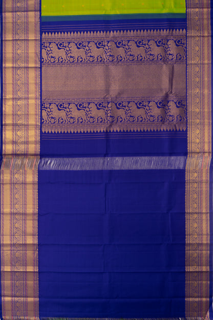 Kanchipuram Silk Butta Parrot Green Saree