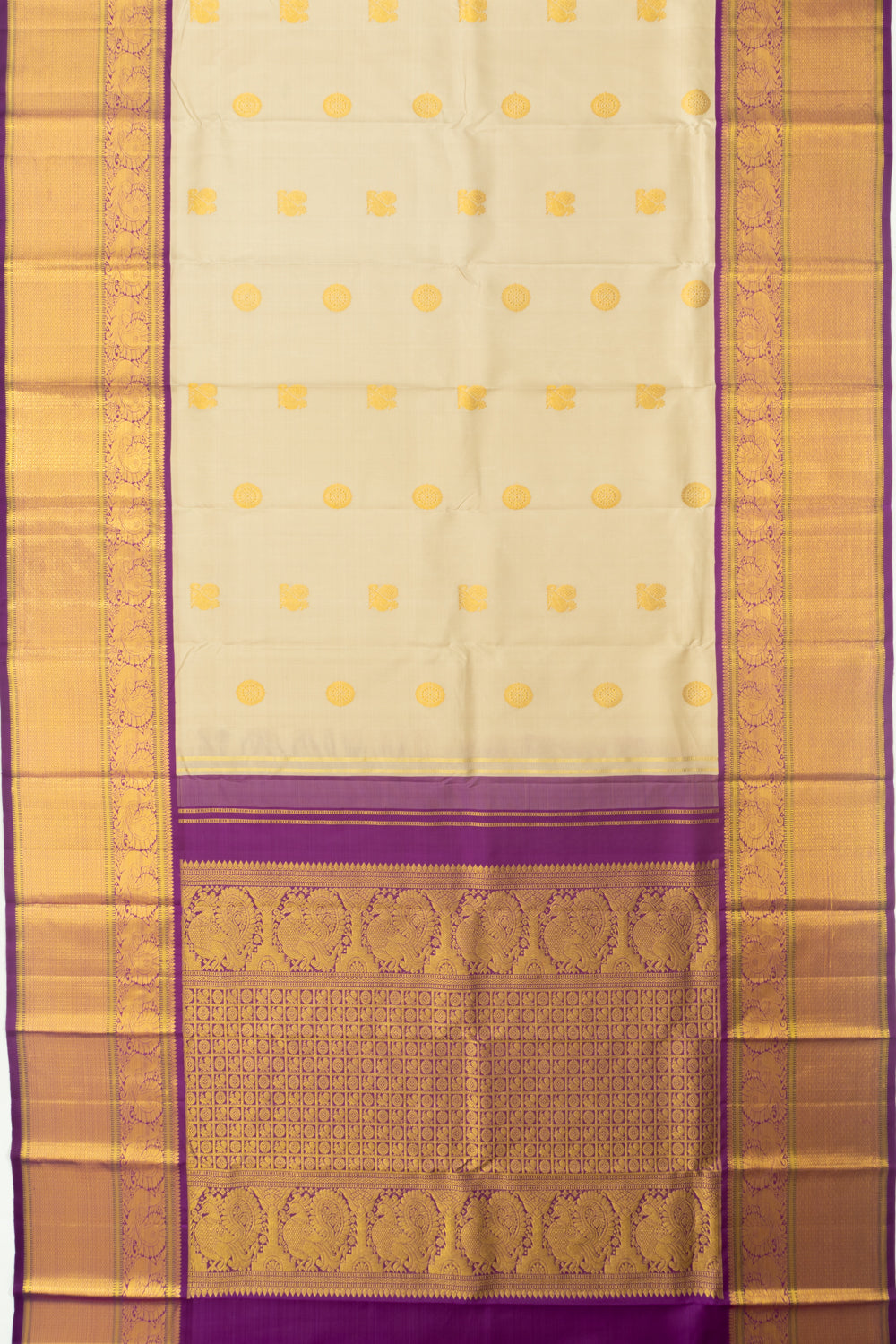 Kanchipuram Silk Butta Beige Saree