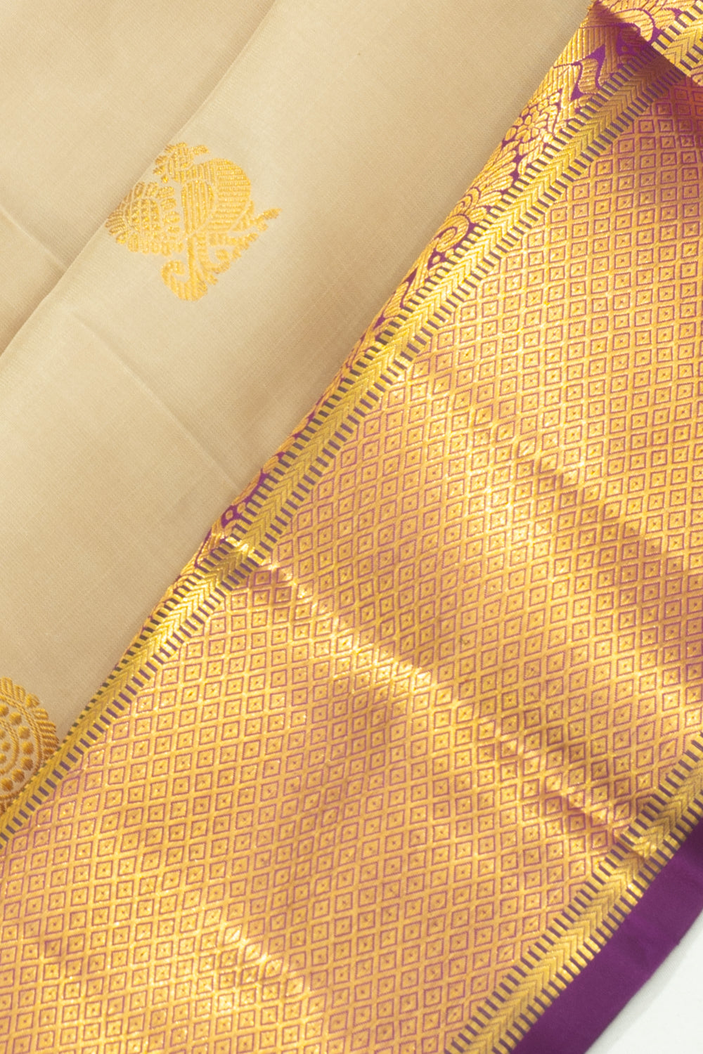 Kanchipuram Silk Butta Beige Saree