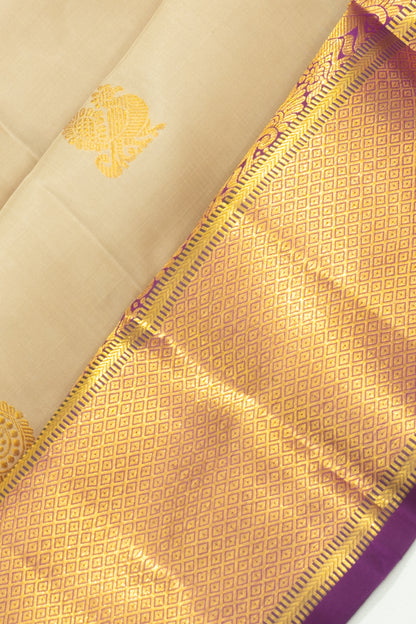 Kanchipuram Silk Butta Beige Saree