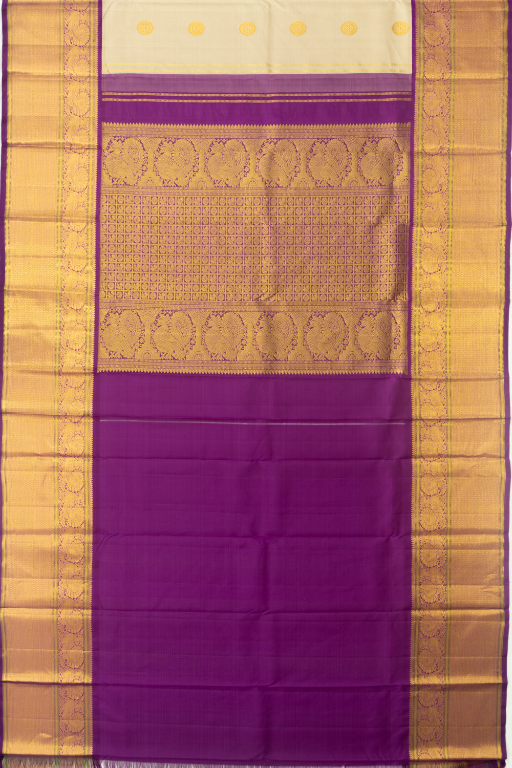 Kanchipuram Silk Butta Beige Saree