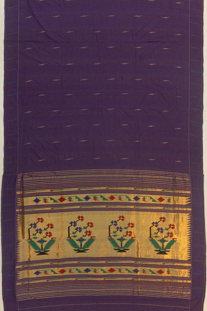 Paithani Cotton Butta Violet Saree