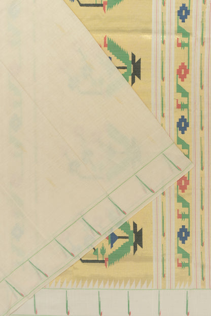 Paithani Cotton Butta Off White Saree