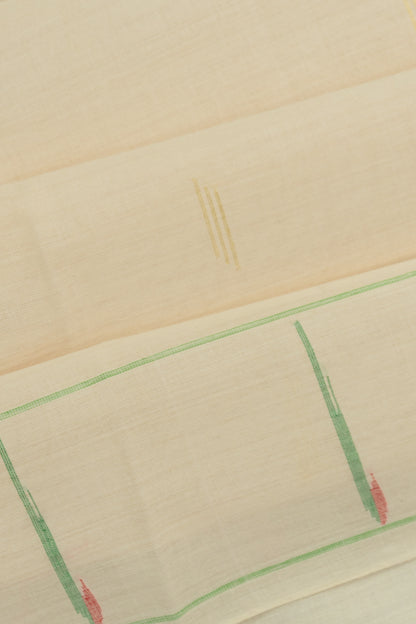 Paithani Cotton Butta Off White Saree