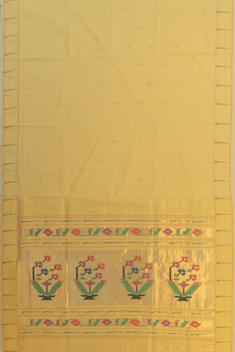 Paithani Cotton Butta Yellow Saree