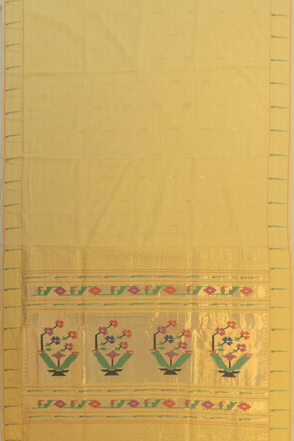 Paithani Cotton Butta Yellow Saree