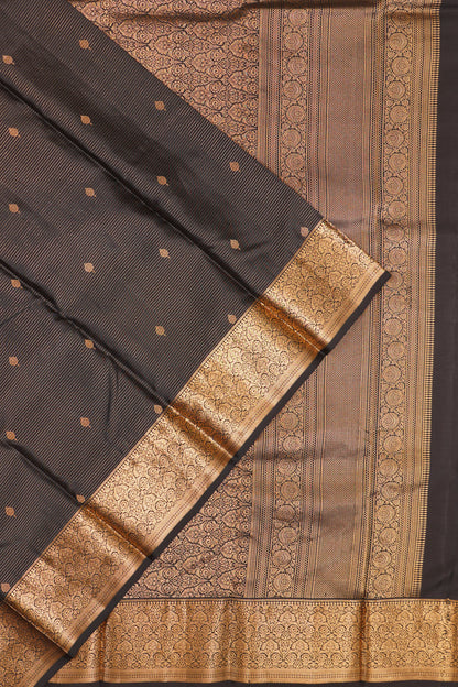 Taranga Kanchi Silk Oosi Lines And Butta Black Saree
