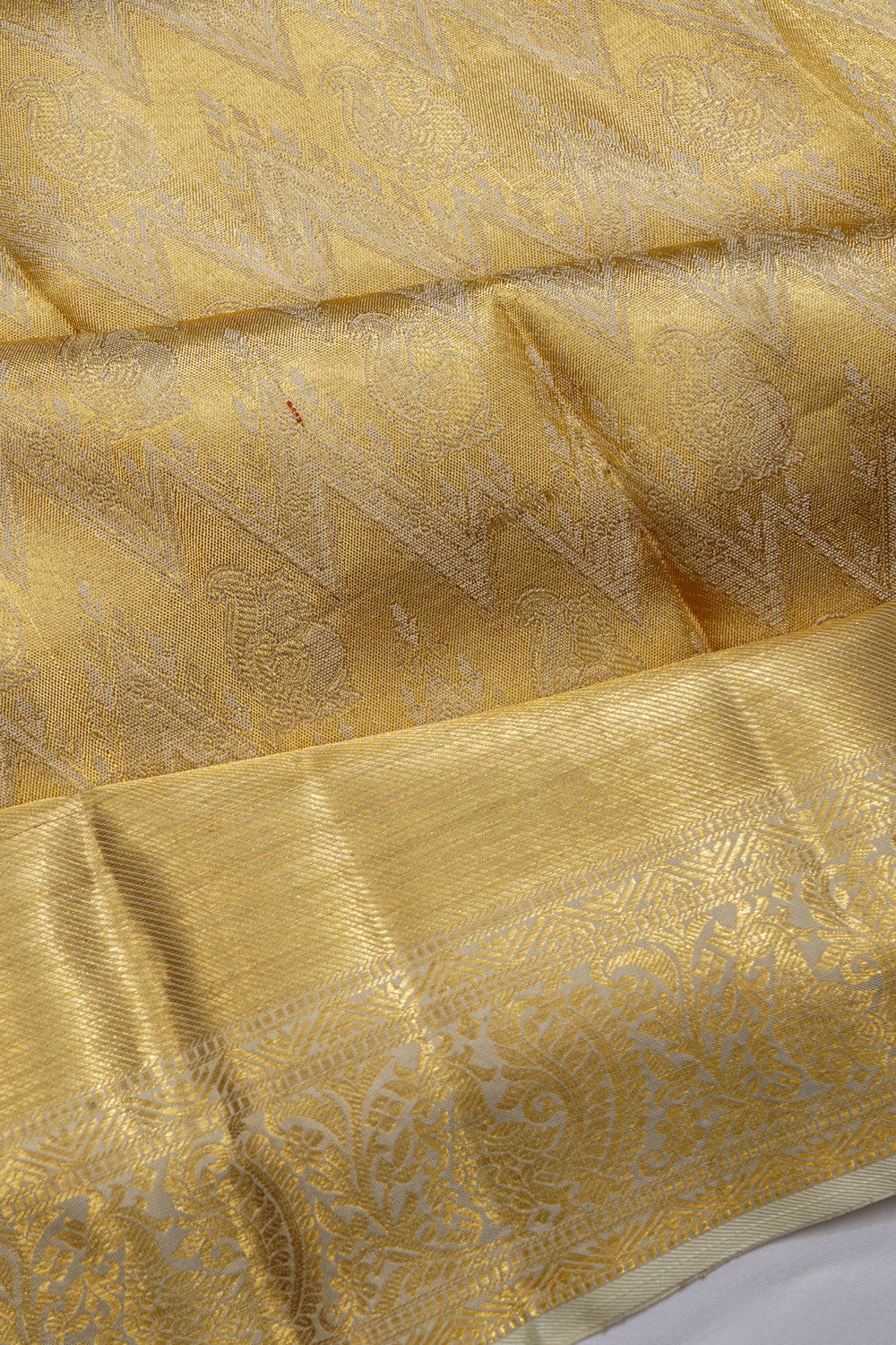 Kanchipuram Silk Tissue Brocade Gold Saree 1214529490