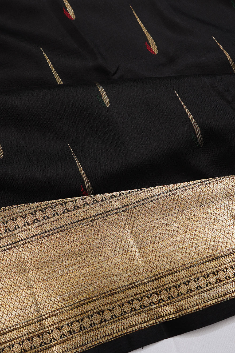 Kanchipuram Silk Butta Black Saree 1214532121