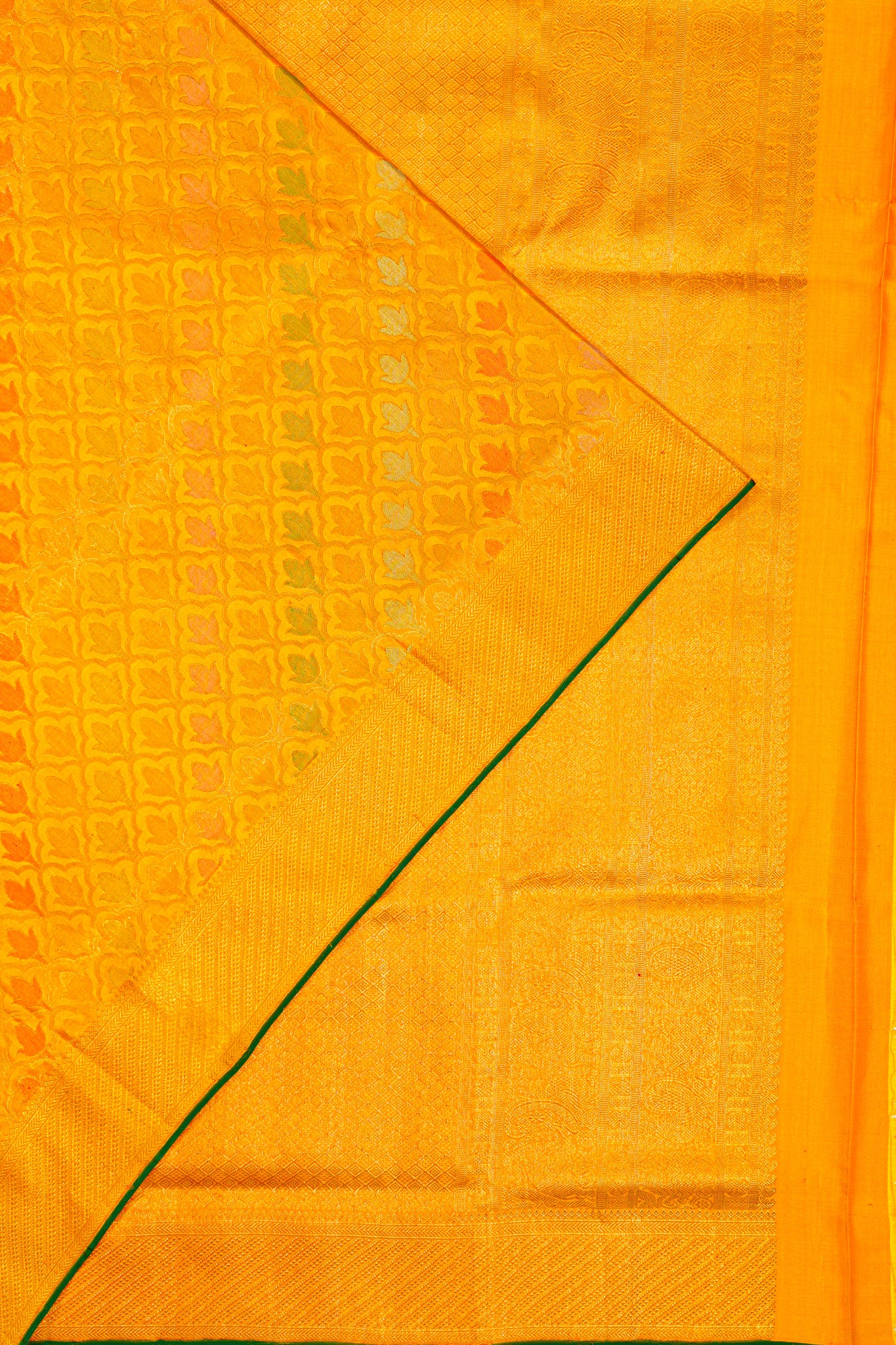 Kanchipuram Silk Brocade Yellow Saree