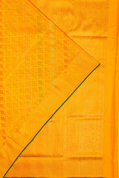 Kanchipuram Silk Brocade Yellow Saree