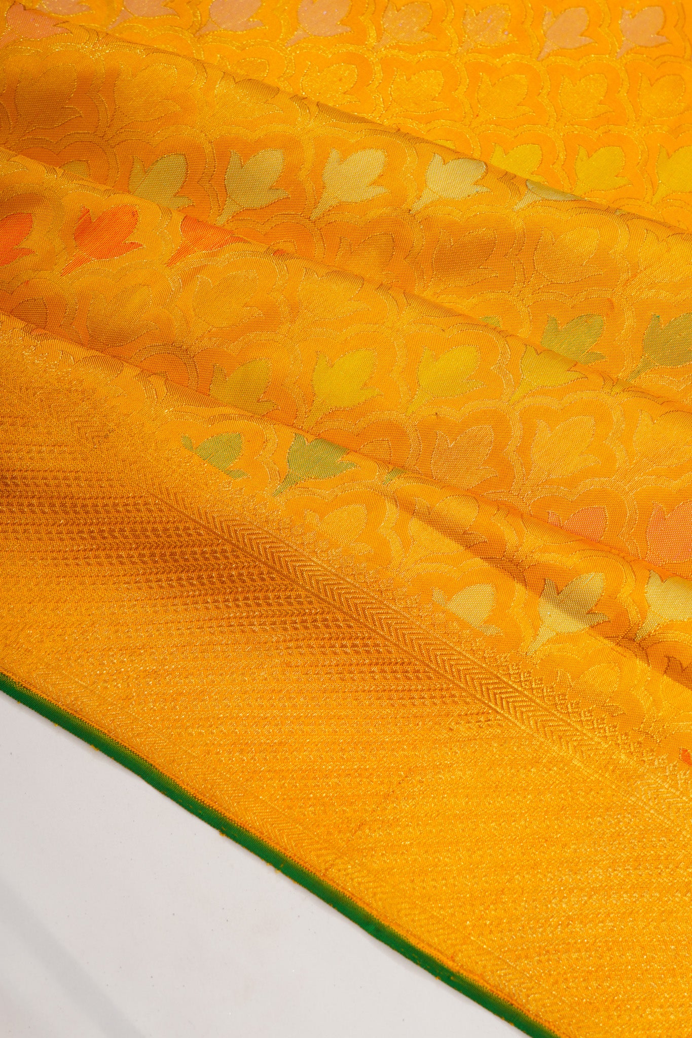 Kanchipuram Silk Brocade Yellow Saree