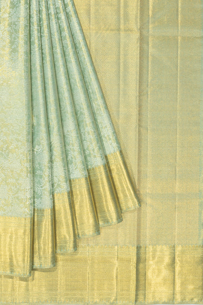 Kanchipuram Silk Tissue Jaal Sea Green Saree