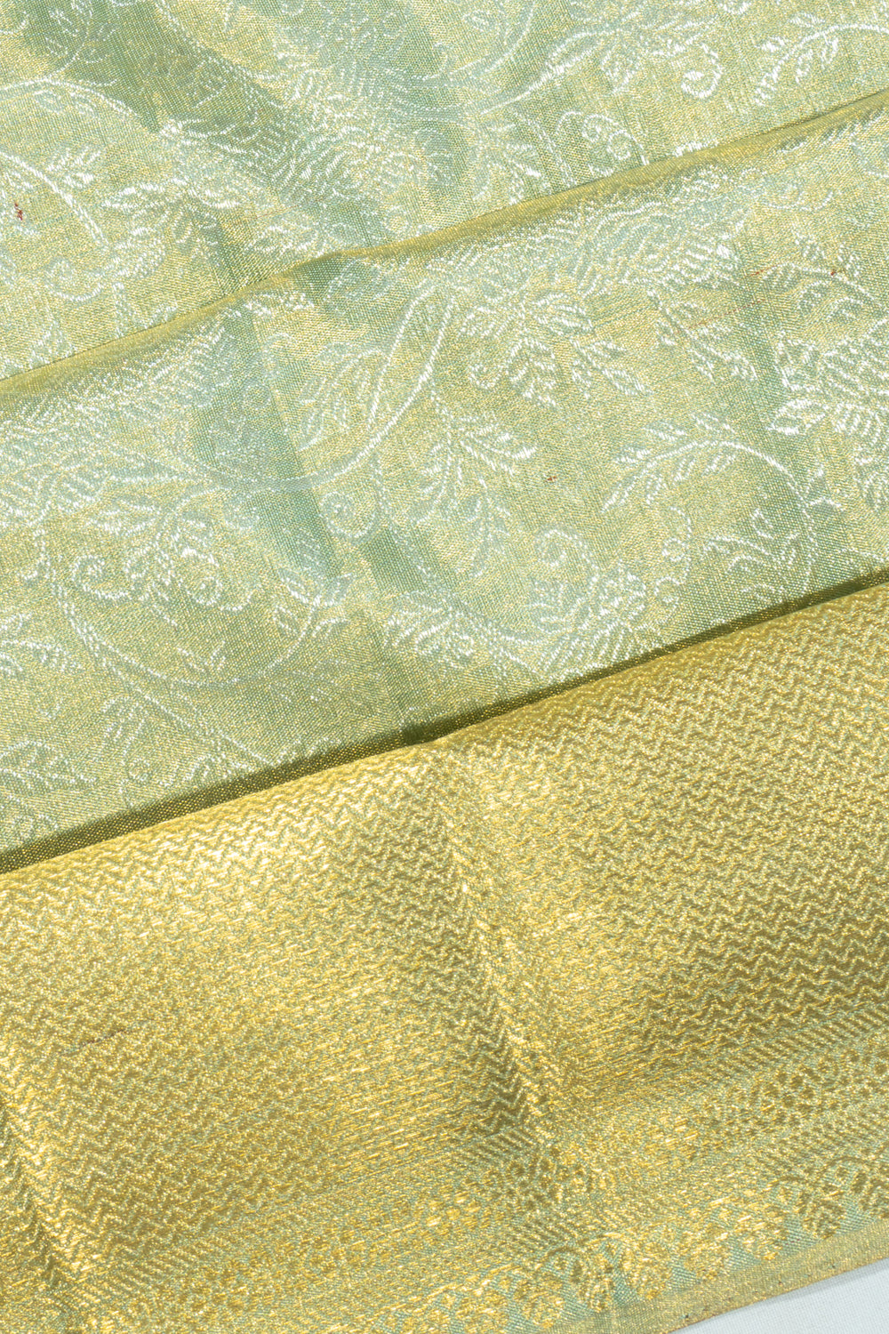 Kanchipuram Silk Tissue Jaal Sea Green Saree