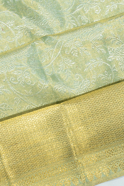 Kanchipuram Silk Tissue Jaal Sea Green Saree