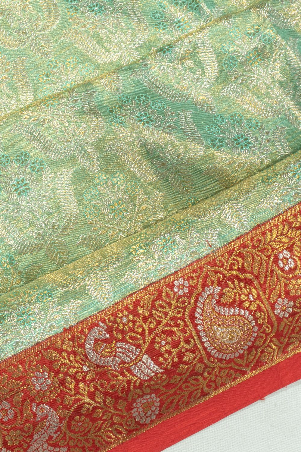 Kanchipuram Silk Tissue Brocade Green Saree