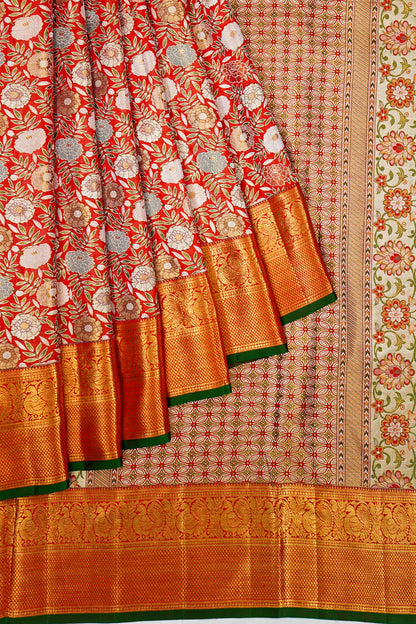 Kanchipuram Silk Brocade Red Saree
