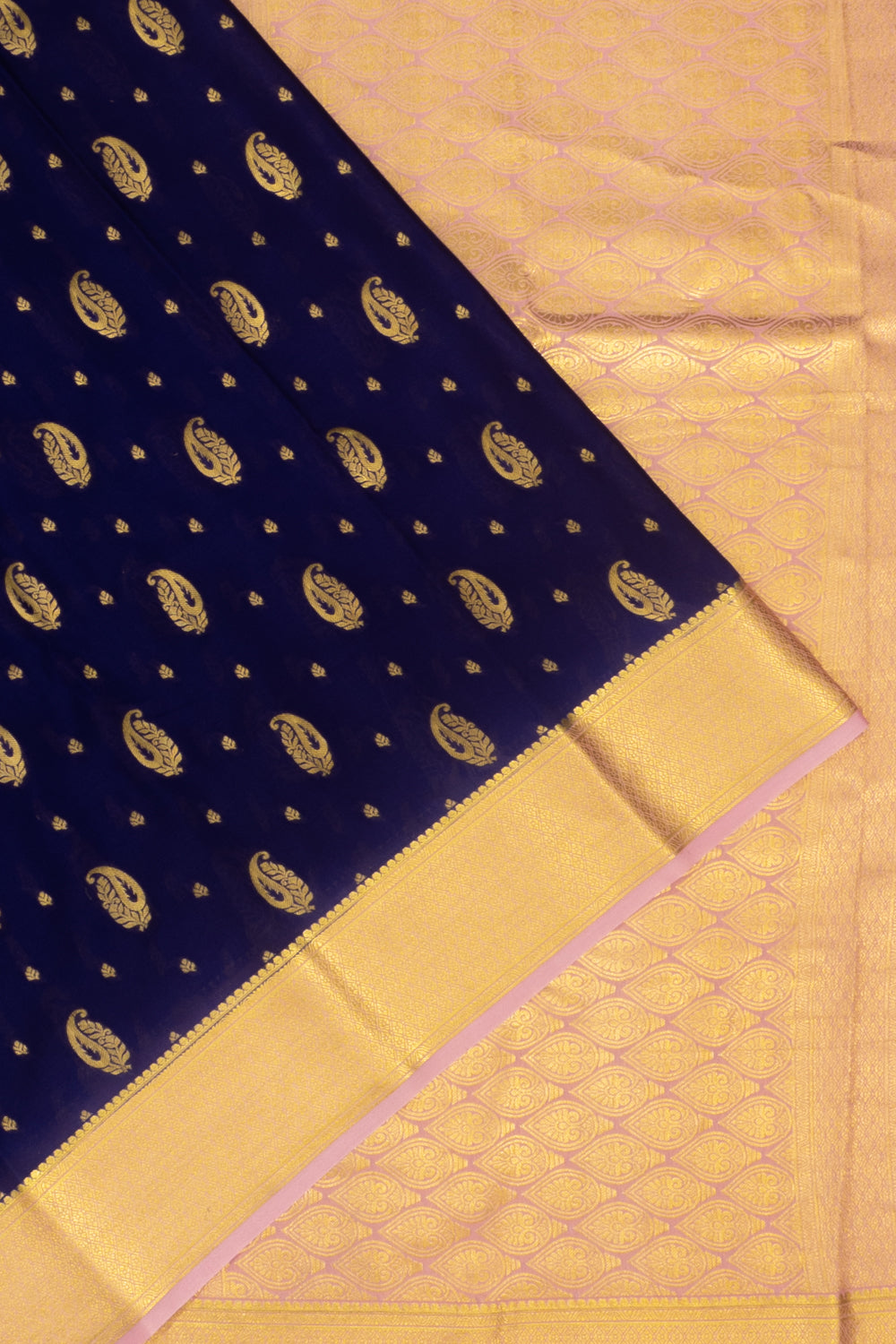 Pure Binny Silk Butta Dark Blue Saree