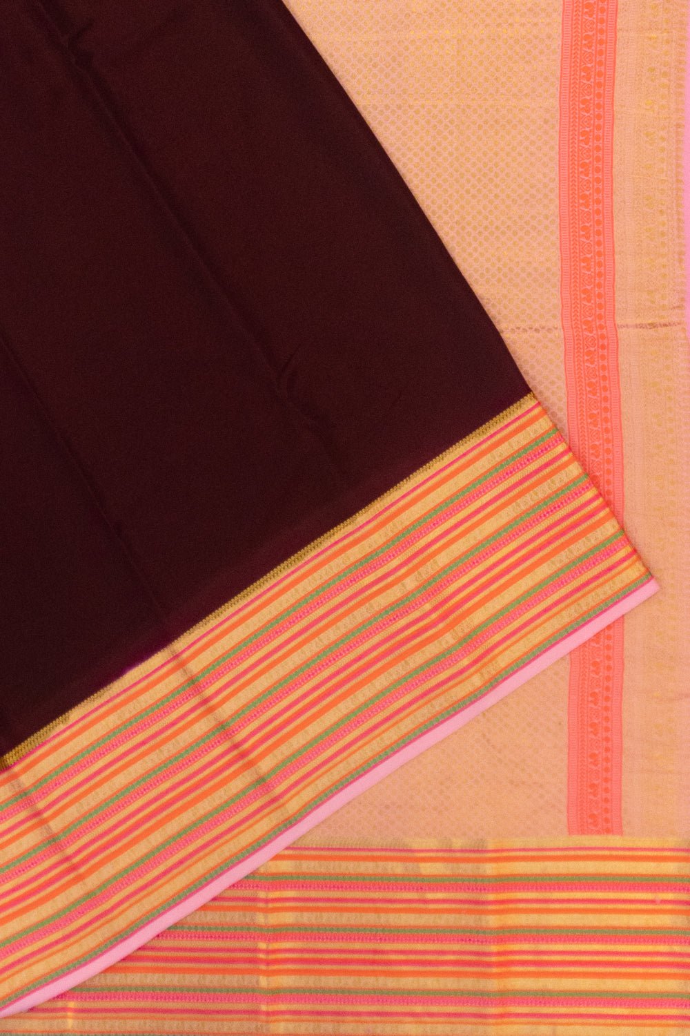 Pure Binny Silk Plain Brown Saree