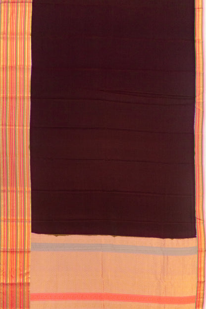 Pure Binny Silk Plain Brown Saree