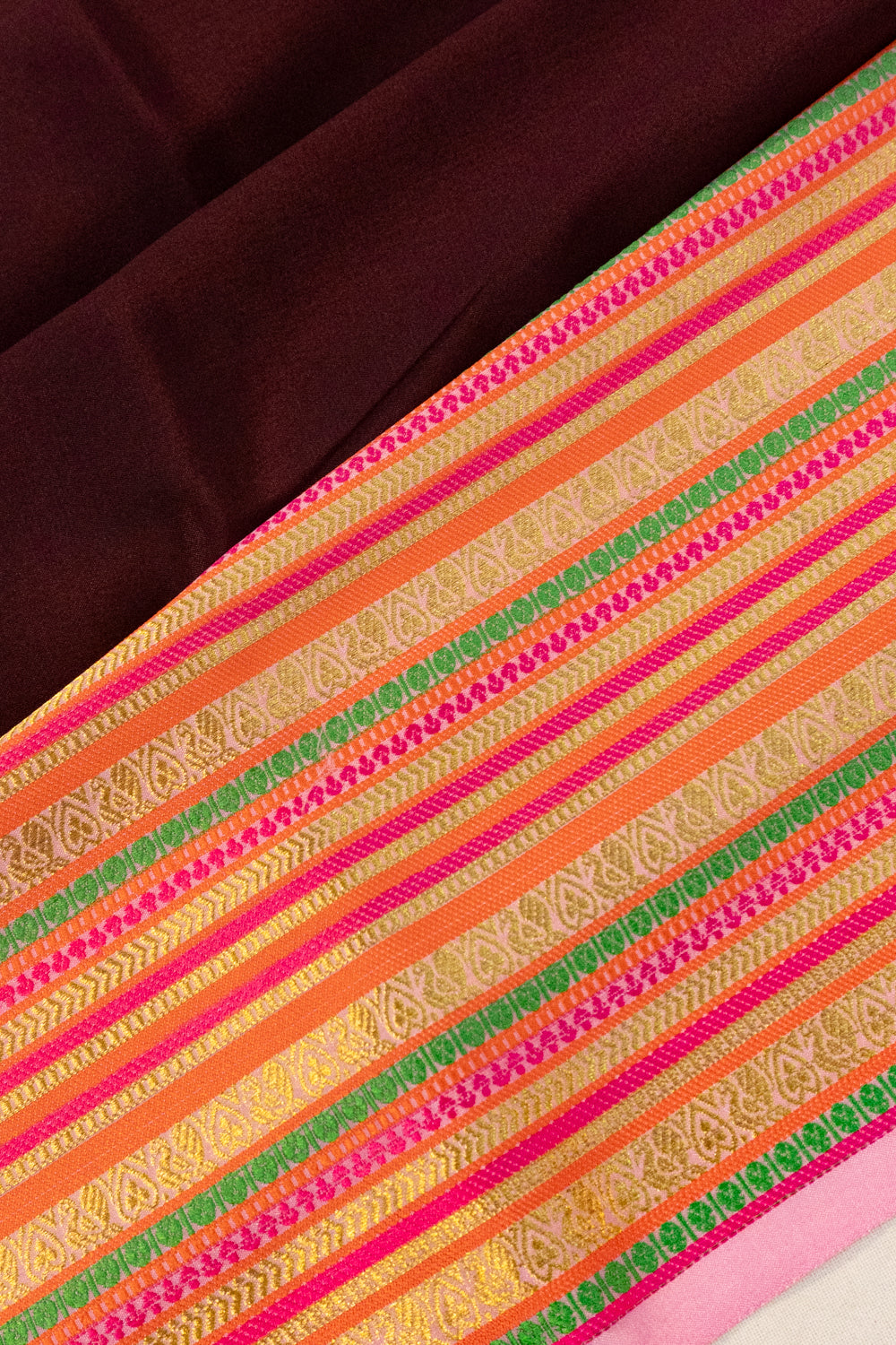 Pure Binny Silk Plain Brown Saree