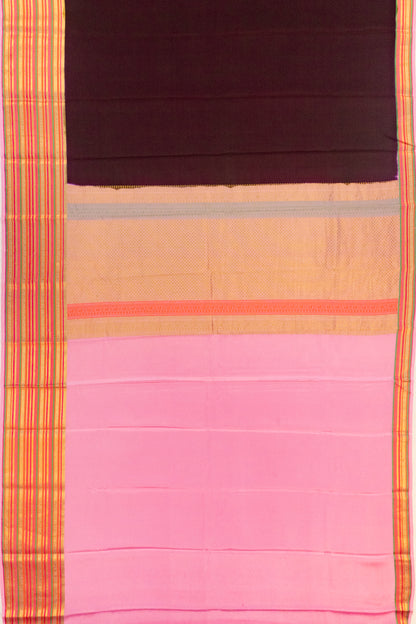 Pure Binny Silk Plain Brown Saree
