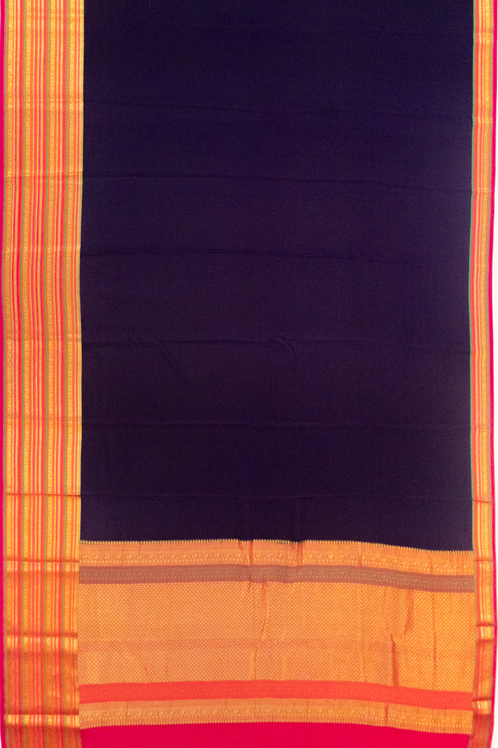 Pure Binny Silk Plain Dark Blue Saree