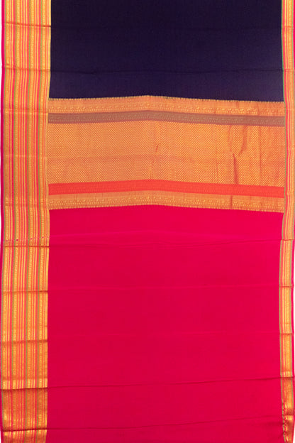 Pure Binny Silk Plain Dark Blue Saree