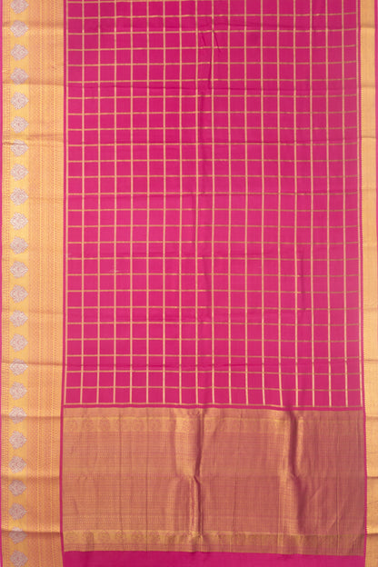 Pure Binny Silk Checks Rani Pink Saree