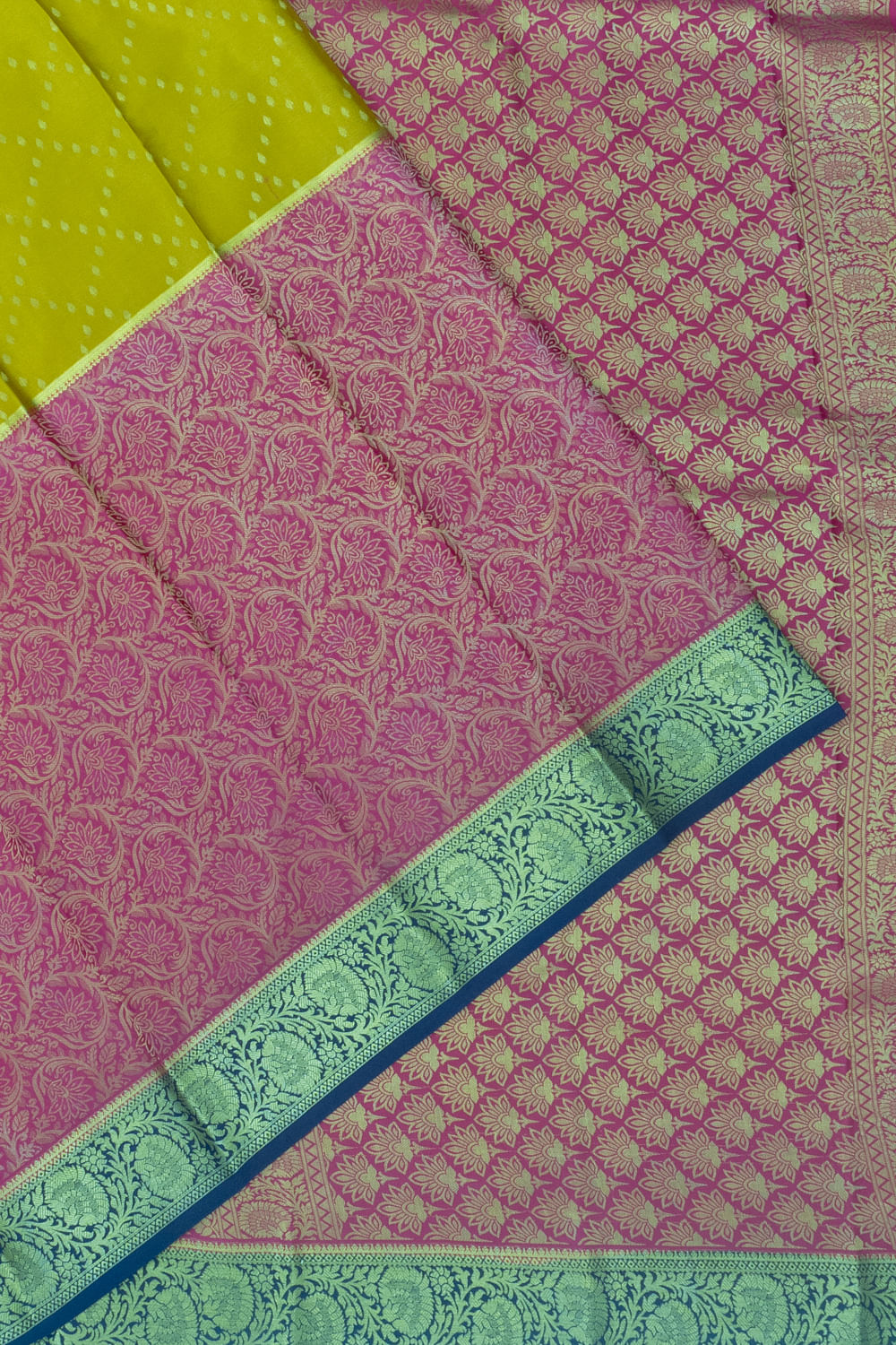Pure Binny Silk Half And Half Criss Cross Checks And Brocade