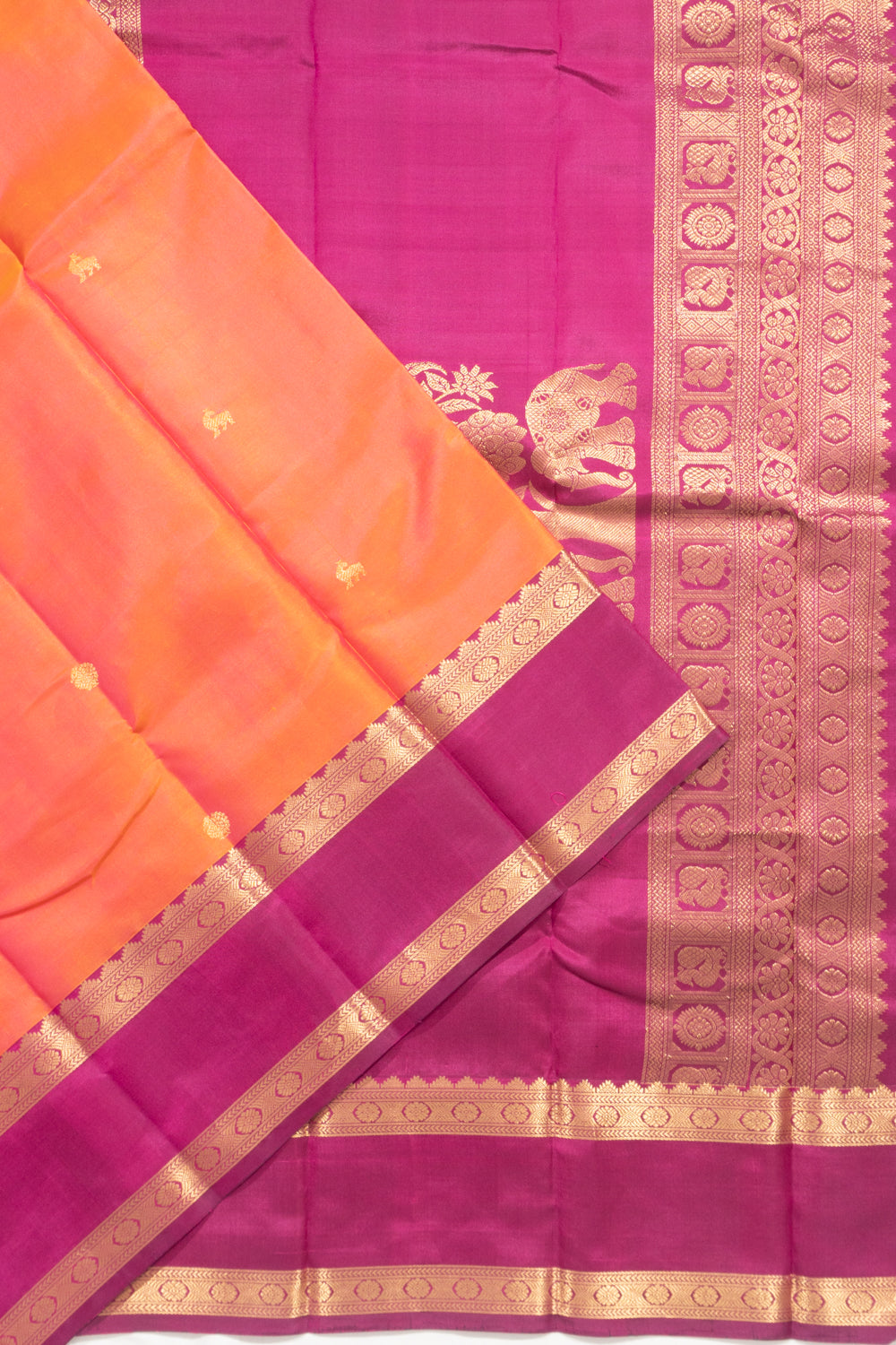 Kanchipuram Silk Butta Orange Saree