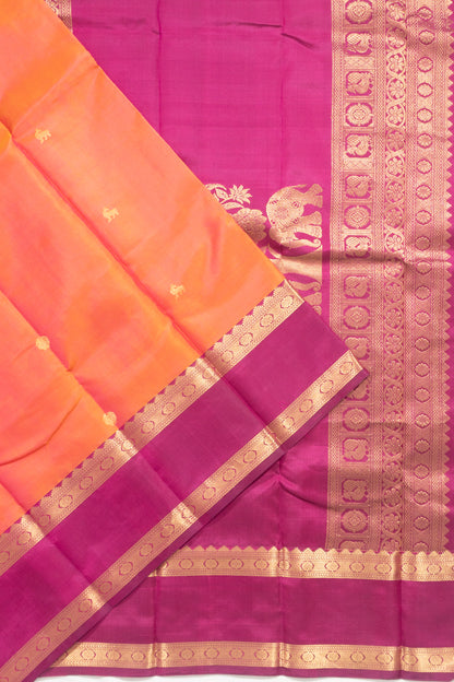Kanchipuram Silk Butta Orange Saree