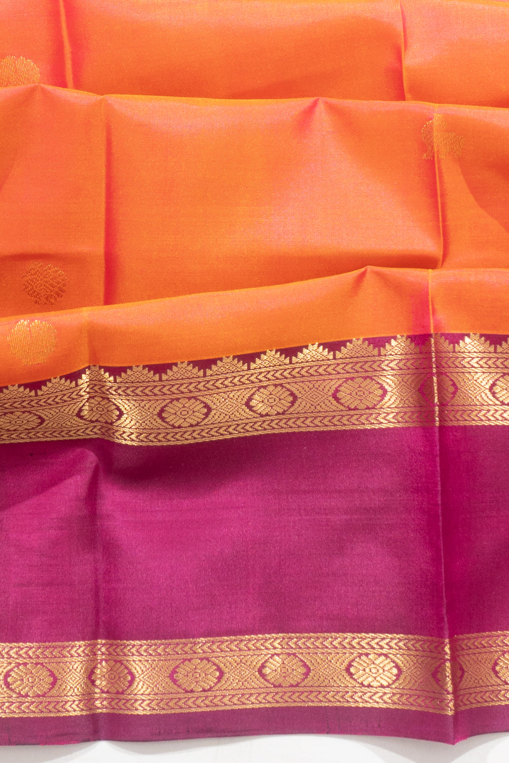 Kanchipuram Silk Butta Orange Saree