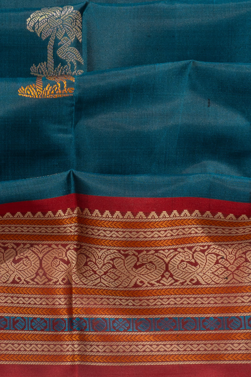 Kanchipuram Silk Butta Teal Blue Saree