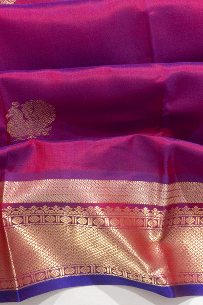 Kanchipuram Silk Butta Dual Tone Purple And Violet Saree