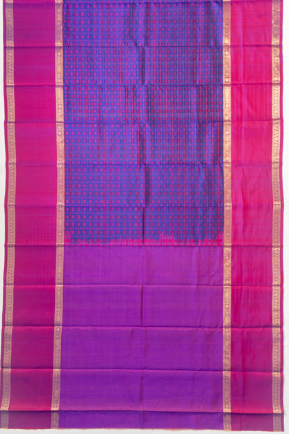 Kanchipuram Silk Checks And Butta Violet Saree