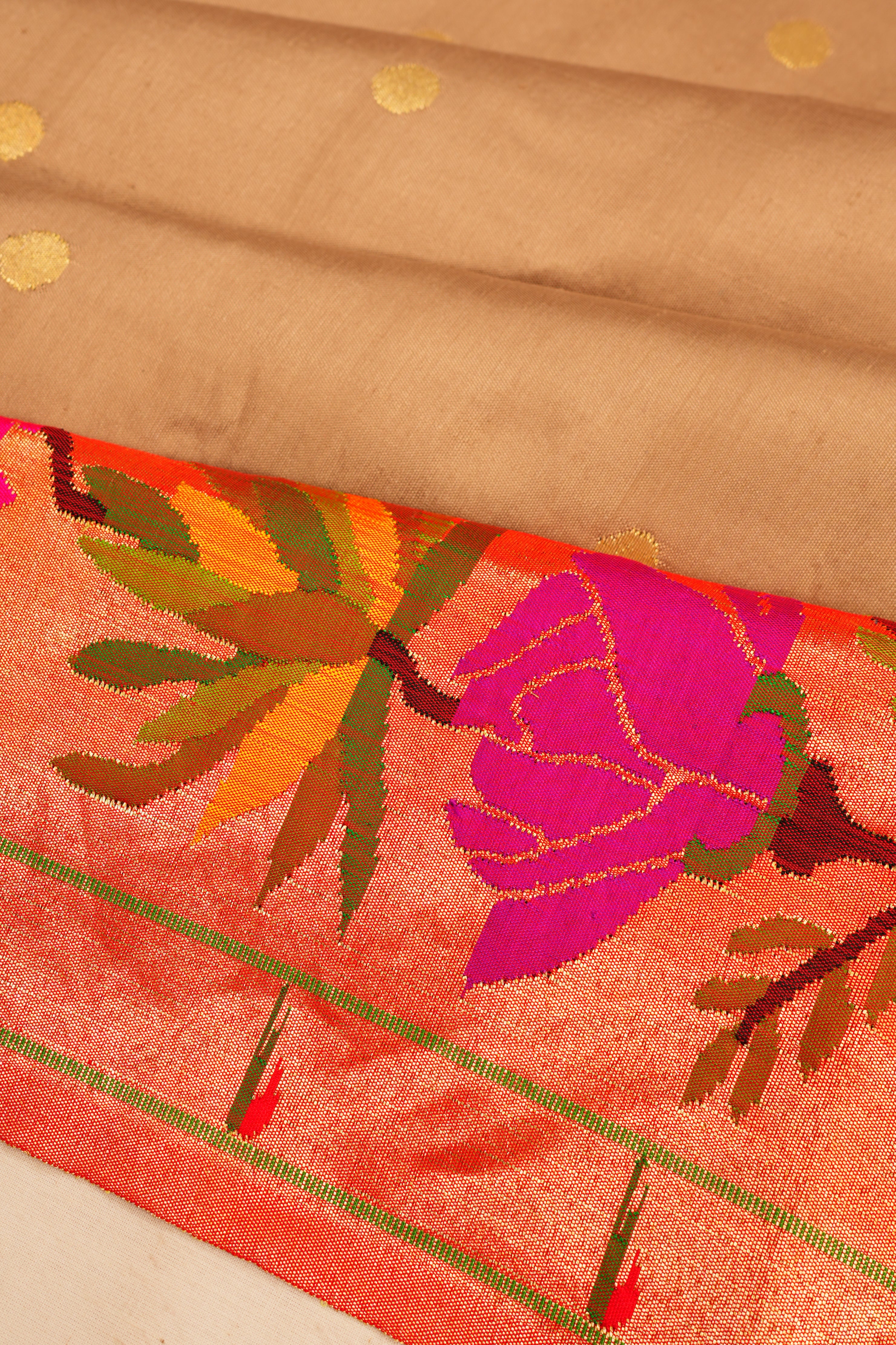 Paithani Silk Butta Beige Saree