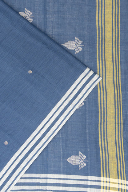 Bawan Butti Pure Cotton Butta Indigo Blue Saree