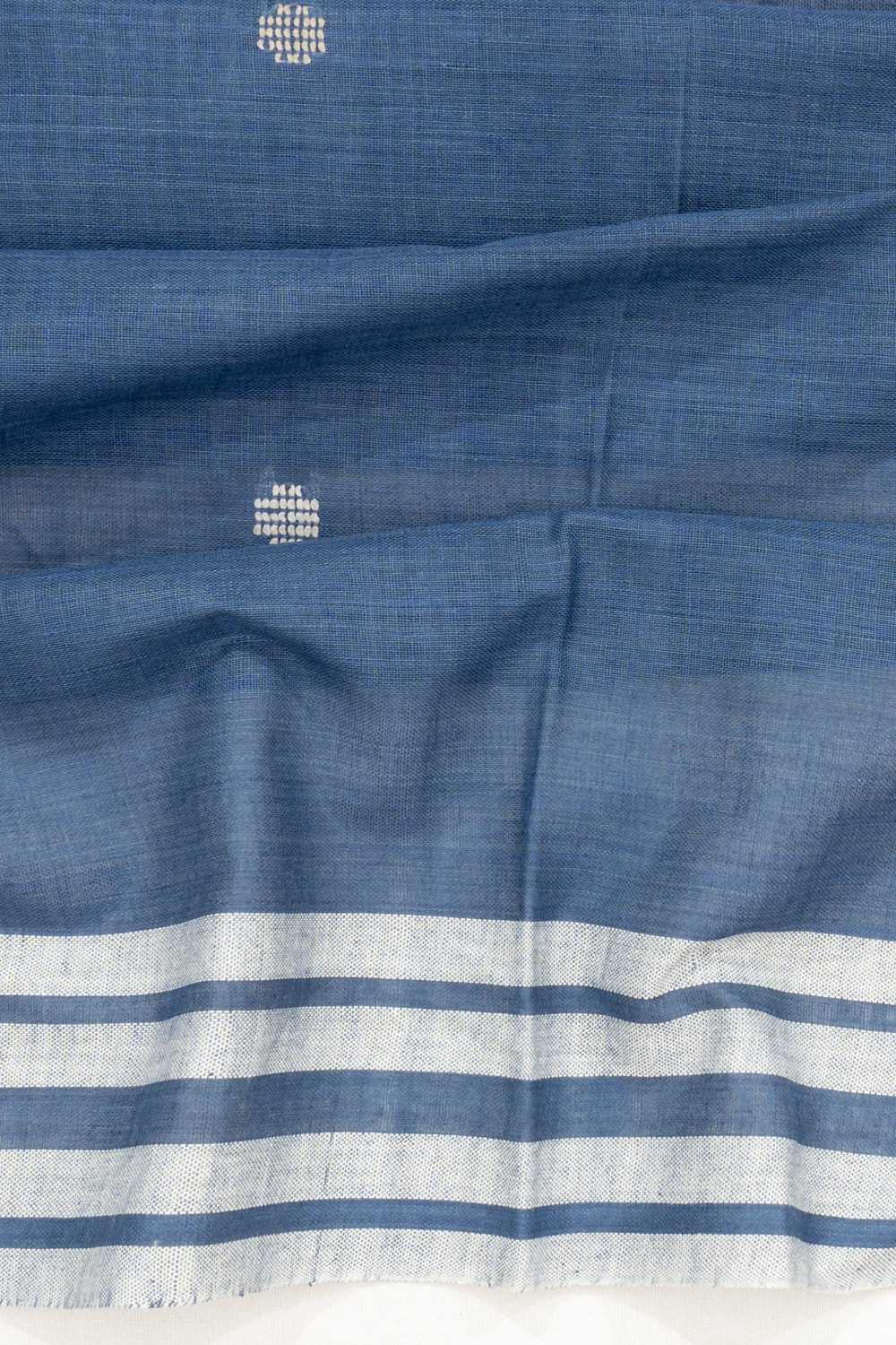 Bawan Butti Pure Cotton Butta Indigo Blue Saree