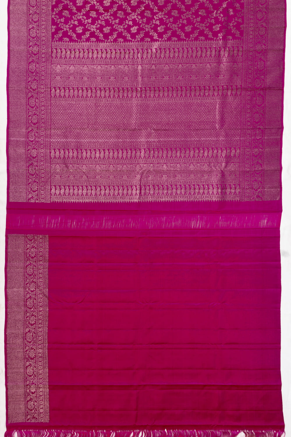 Kanchipuram Silk Antique Zari Jaal And Butta Purple Saree