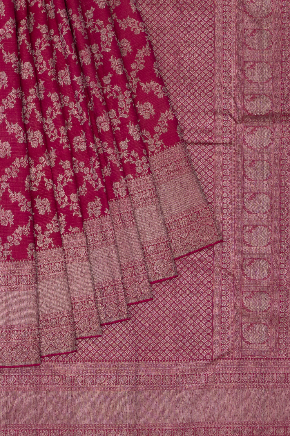 Kanchipuram Silk Antique Zari Jaal And Butta Pink Saree