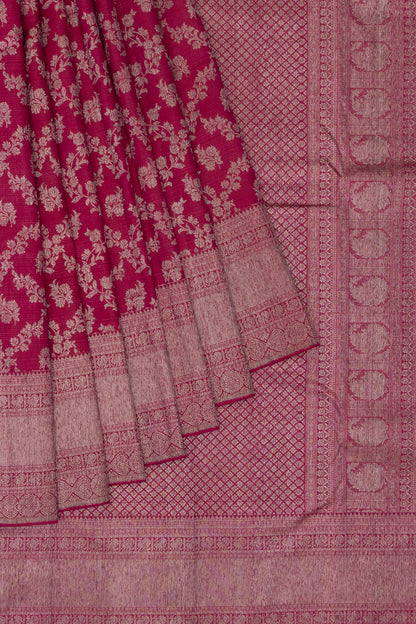 Kanchipuram Silk Antique Zari Jaal And Butta Pink Saree