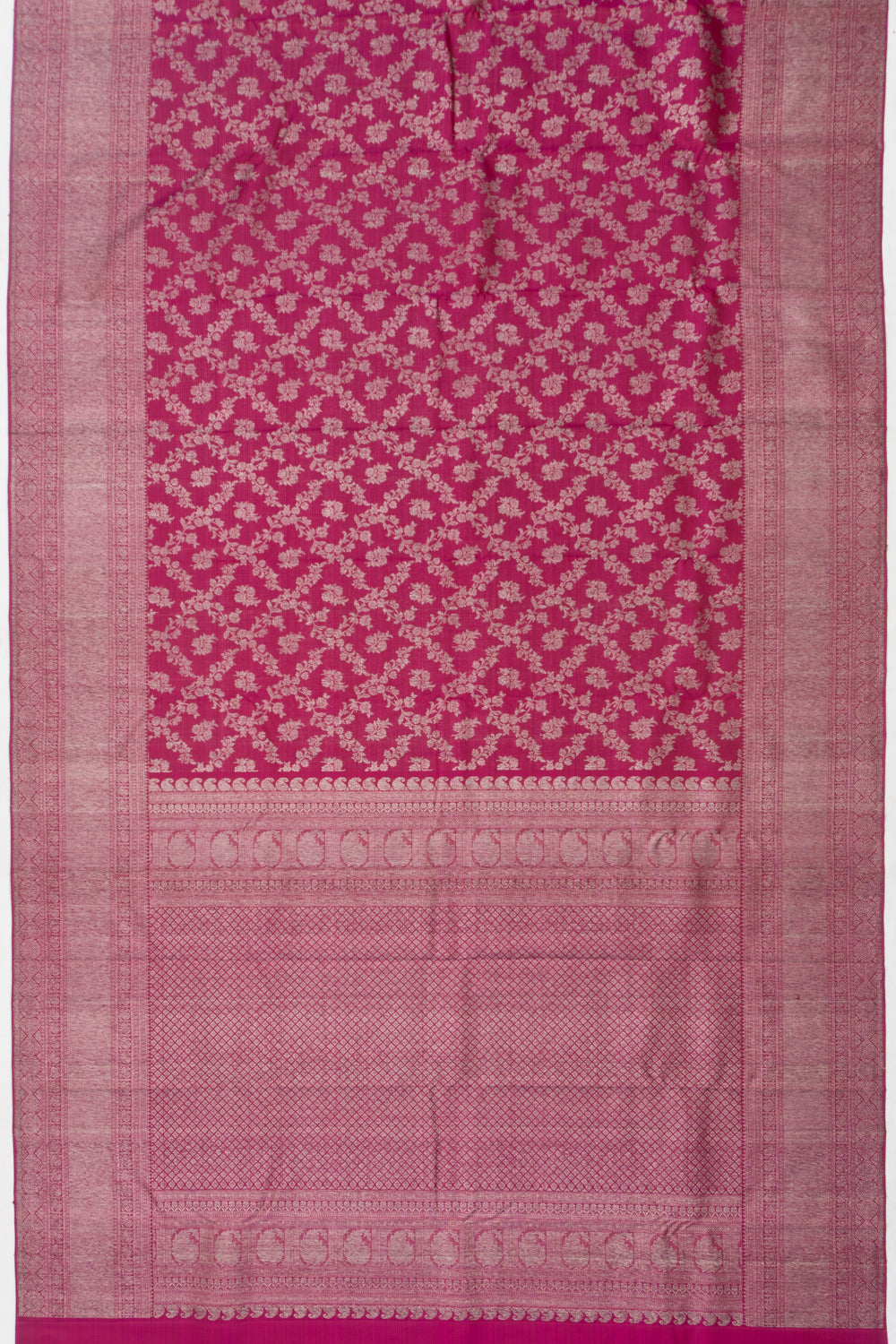 Kanchipuram Silk Antique Zari Jaal And Butta Pink Saree