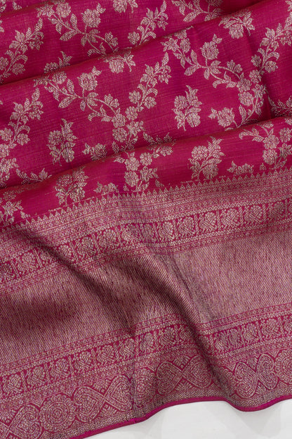 Kanchipuram Silk Antique Zari Jaal And Butta Pink Saree