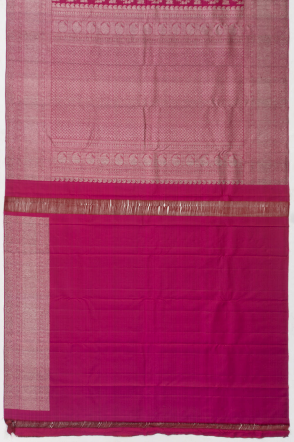 Kanchipuram Silk Antique Zari Jaal And Butta Pink Saree