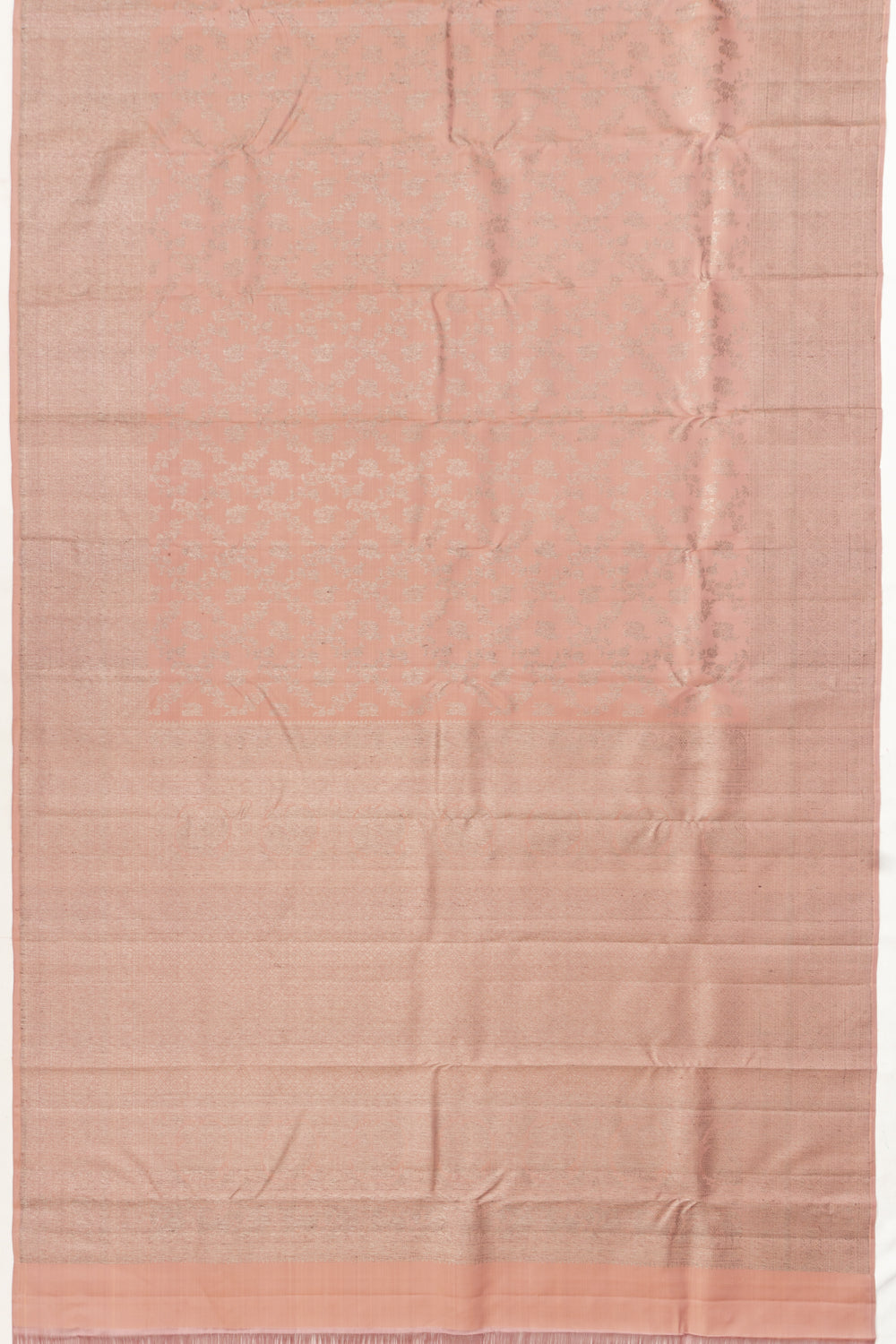 Kanchipuram Silk Antique Zari Jaal And Butta Peach Saree