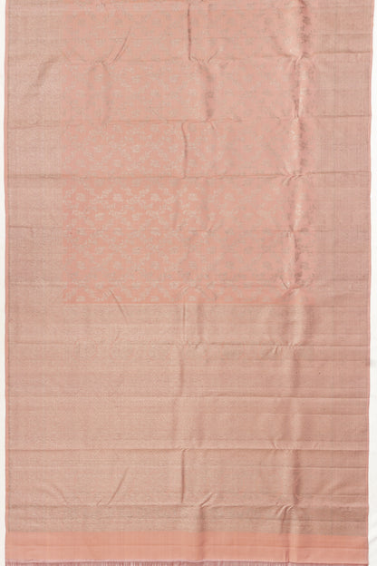 Kanchipuram Silk Antique Zari Jaal And Butta Peach Saree