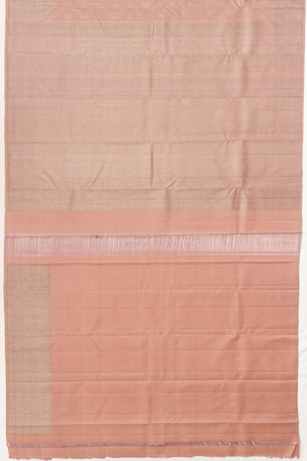 Kanchipuram Silk Antique Zari Jaal And Butta Peach Saree